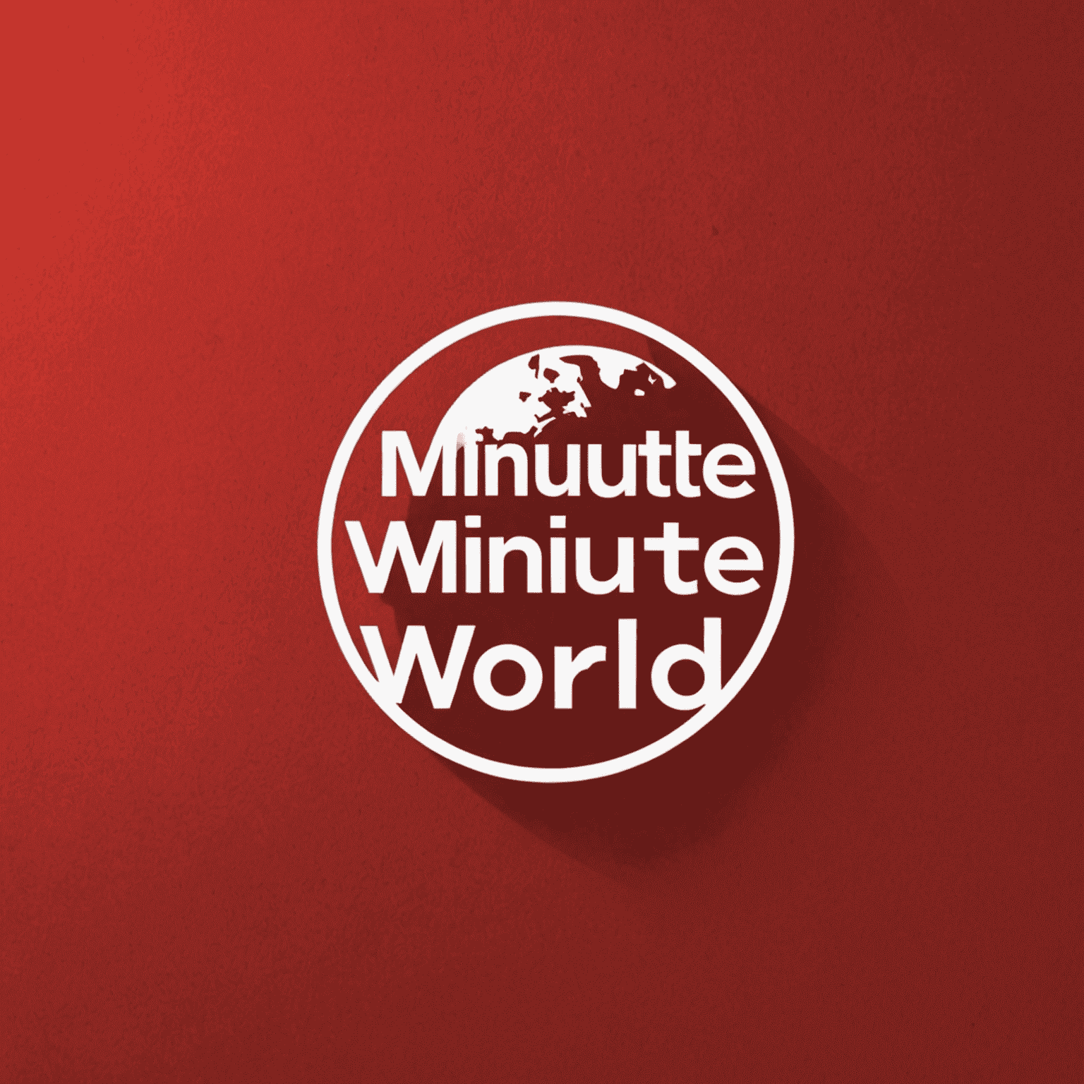 1minuteworld logo - Kırmızı arka plan üzerinde beyaz yazı ile şirket adı