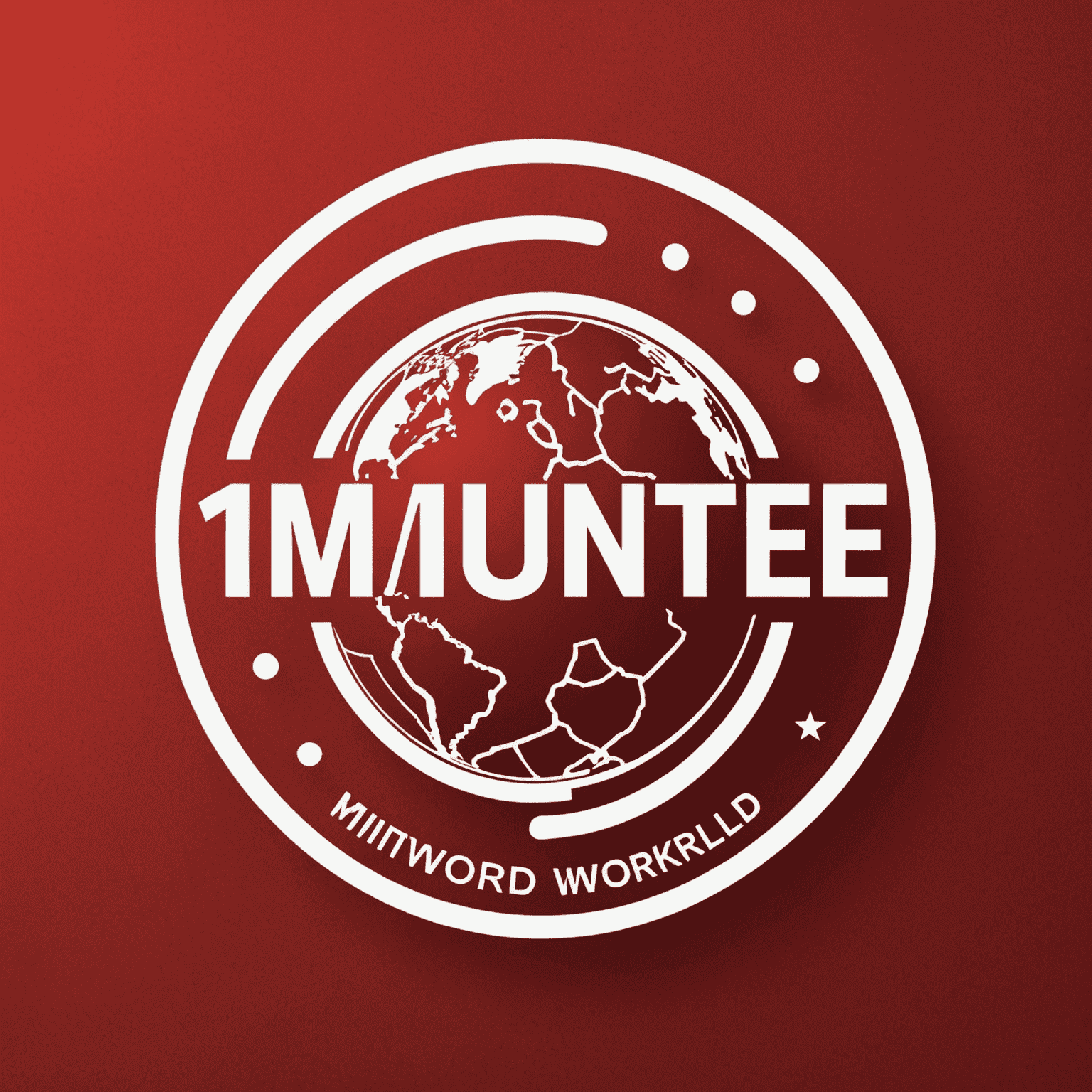 1minuteworld logo - Kırmızı arka plan üzerinde beyaz yazı ile şirket adı