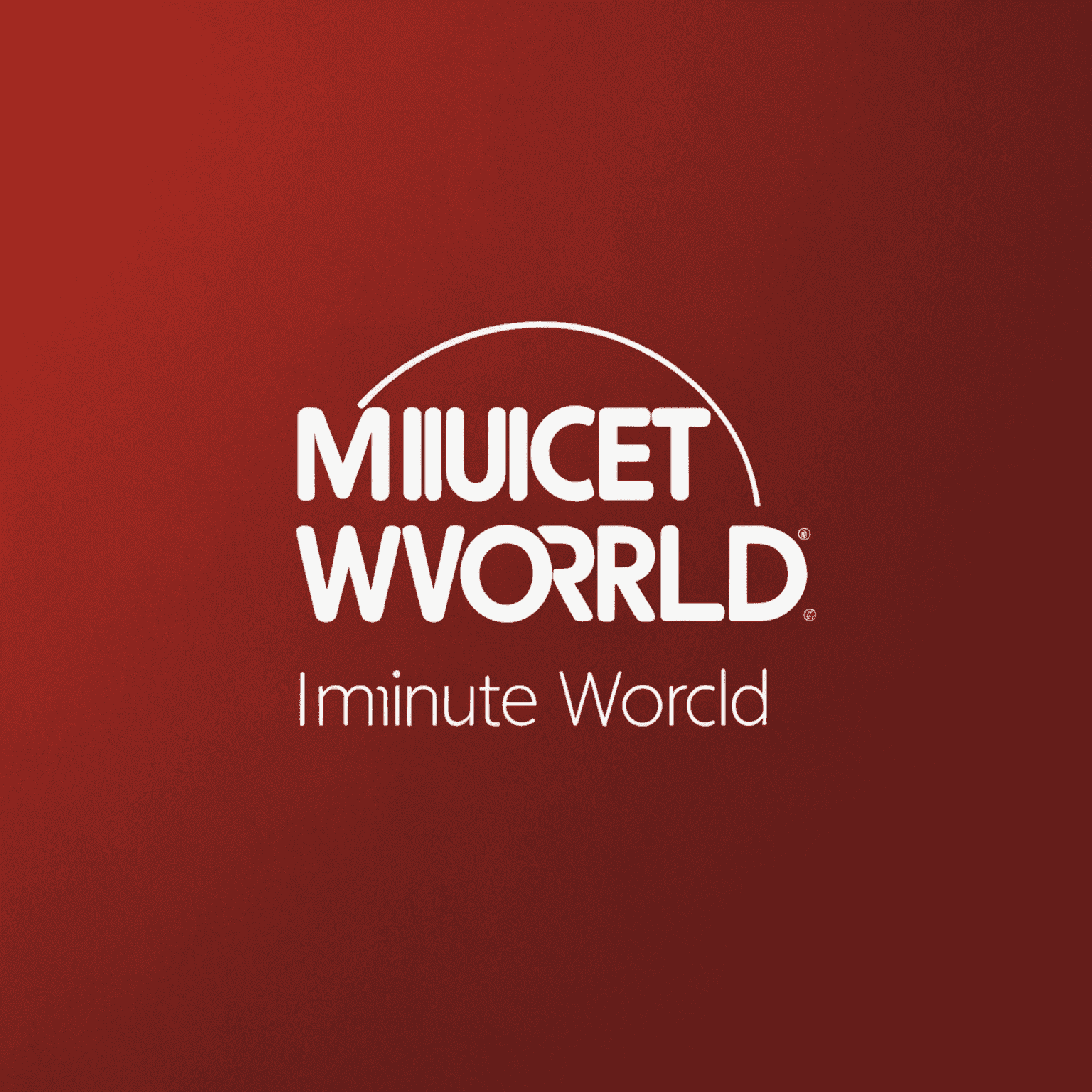 1minuteworld logo - Kırmızı arka plan üzerinde beyaz yazı ile şirket adı