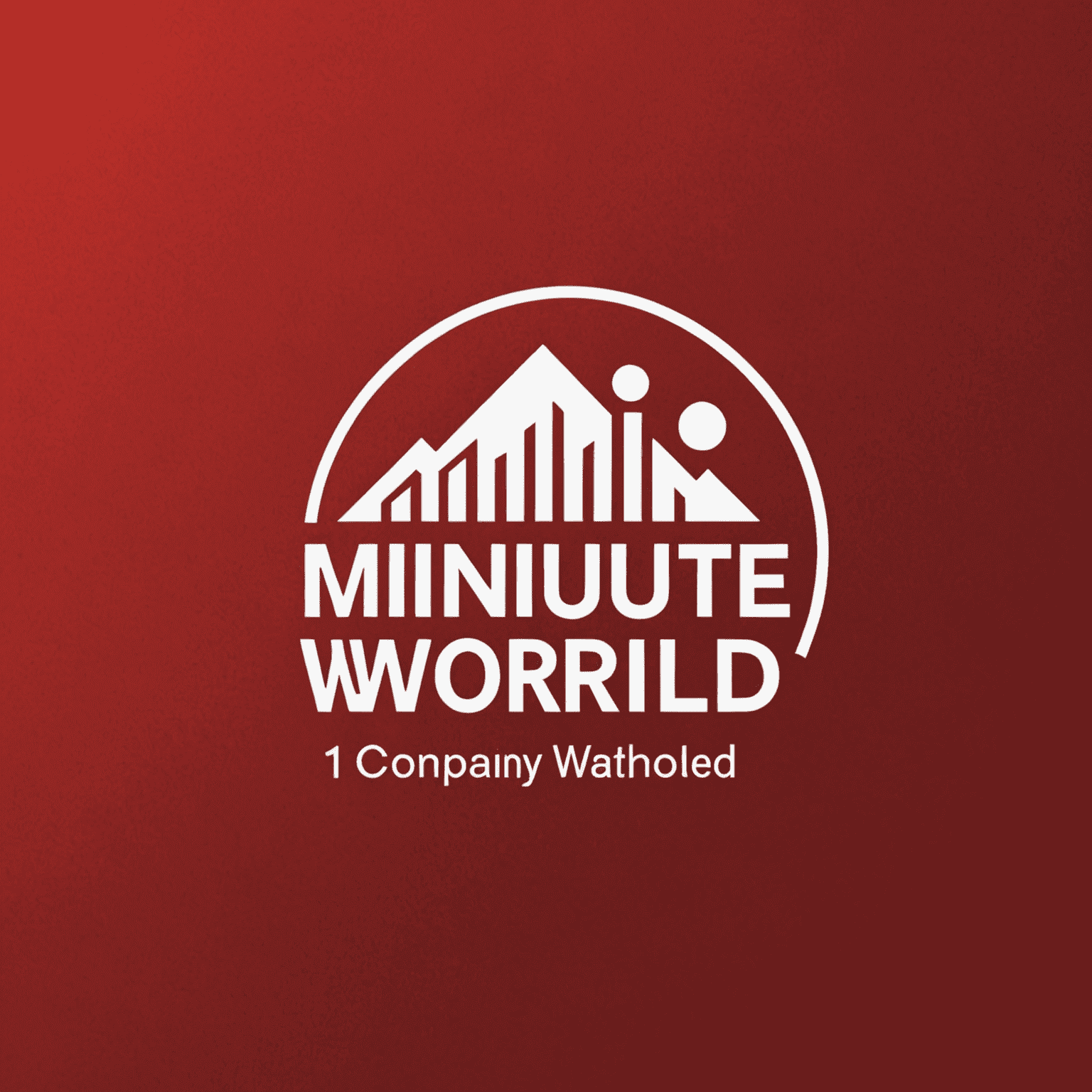 1minuteworld logo - Kırmızı arka plan üzerinde beyaz yazı ile şirket adı