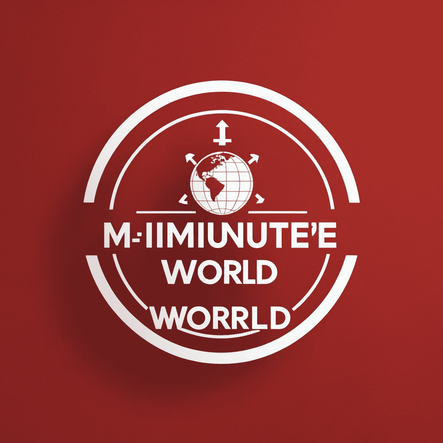 1minuteworld logo - Kırmızı arka plan üzerinde beyaz yazı ile şirket adı