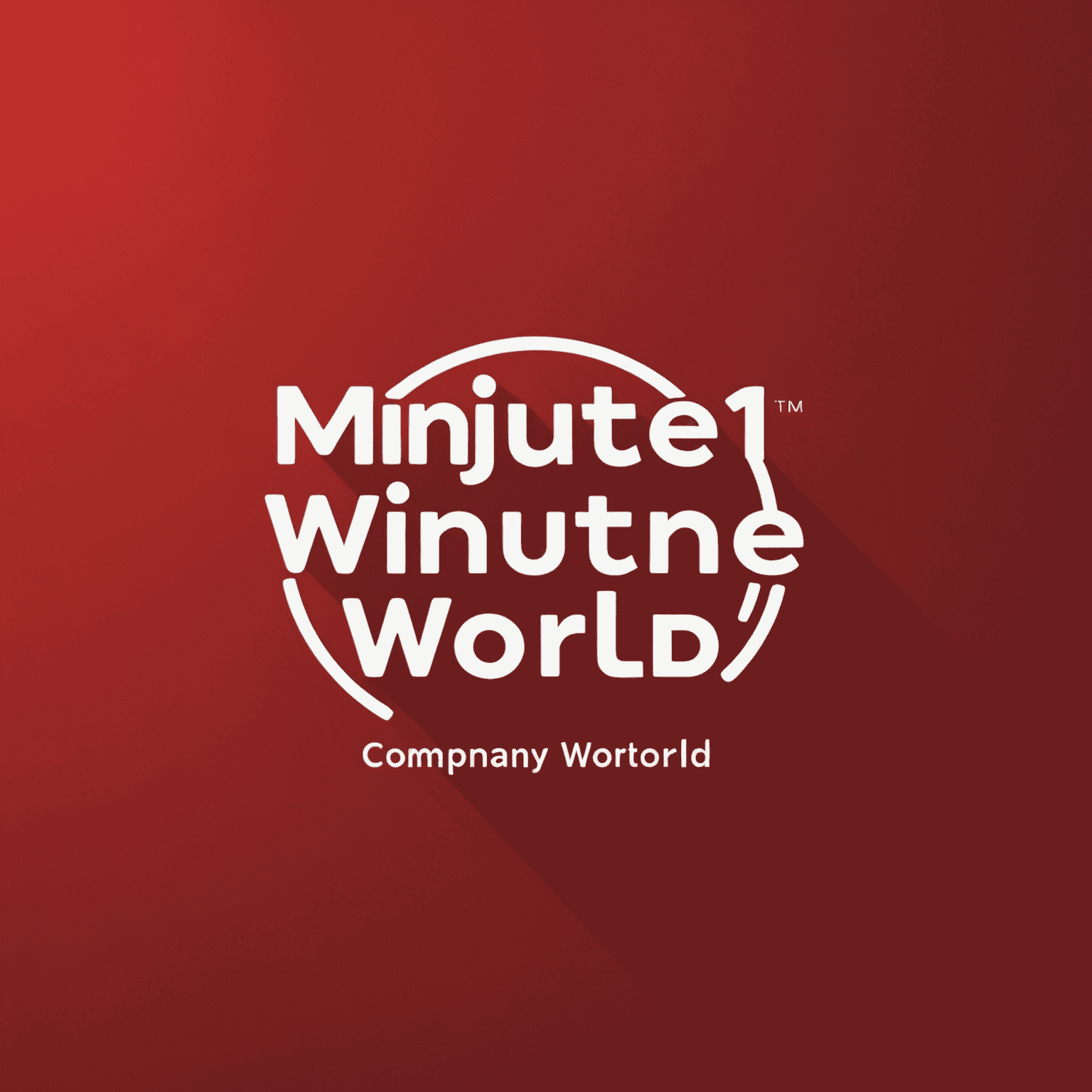 1minuteworld logo - Kırmızı arka plan üzerinde beyaz yazı ile şirket adı